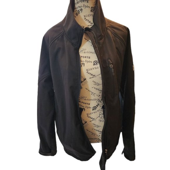 SWISSTECH Men’s Black Jacket Soft Shell Wind Resistant Outwear Coat Size M - Picture 5 of 14